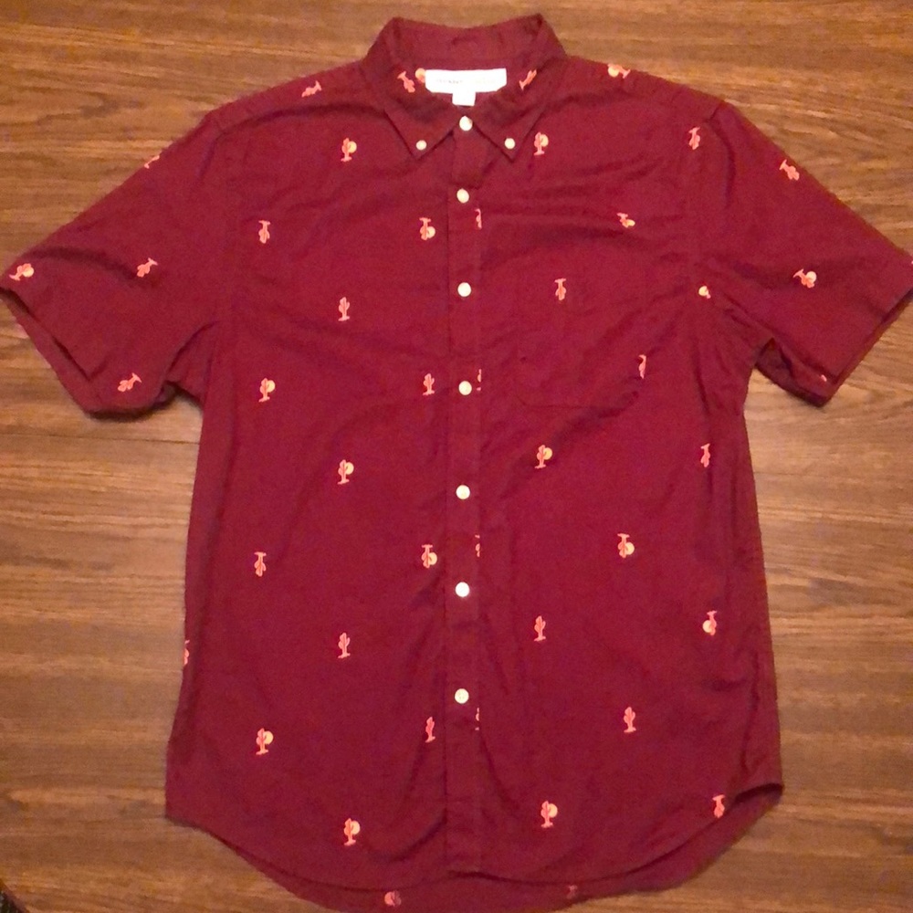 Button down short sleeved shirt.